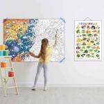 GOWOO Vegetables and GIANT SPACE COLOURING POSTER | Set of 1 chart + 1 colouring poster | A Combo of Vegetables Chart and Giant Space Colouring Poster for students