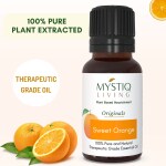 Mystiq Living - Sweet Orange Essential Oil For Anti Acne & Anti Aging | Sweet Orange Essential Oil for Skin Whitening, Hair, Body, Face - Cold Pressed oils, 100% Pure Aroma, Therapeutic Grade- 15 ML