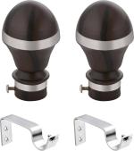 Sun Shield Brown Curtain Hooks, Curtain Knobs, Rod Rail Bracket Metal (Pack of 2)