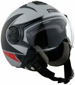 Studds Matt Silver and Red Open Face Helmets - L
