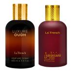 La'French Luxure Oud & Ambition Perfume Combo Set For Men & Women -100ml + 100ml | Premium Luxury Long Lasting Fragrance Spray | Eau De Parfum | Ideal For Men & Women | Perfume For Men & Women | Pack Of 2