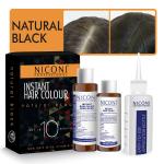 NICONI 10 Mins Instant Natural Black Hair Color for Women and Men No Scalp Stains with Superior Grey Coverage - 60ml or 4 Uses