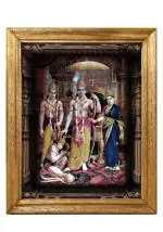 EMPEROR ART GALLERY ,Lord SHRI RAM Darbar Digital Re-Print With Original Wooden Frame (13.6x17.6) in Religious Frame