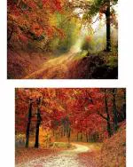 DECOR ADVENTURES Way To Red Woods- Nature Theme Wall Painting 14 x 18 inch (Pack of 2)