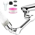Kruvad Steel Faucet Aerator 1080 Degree Extender for Sink, Kitchen Faucet, Flexible, Rotating Universal Faucet 2 Water Outlet Modes Multi Functional 1080 Steel Swivel Faucet Extender