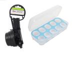 Blue Wonder Plastic 8 Pieces Measuring Cups and Spoon Set With Solid Plastic Egg Carry Tray Holder and Multicolour, Pack of 2