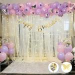 SpecialYou.in Butterfly Theme Birthday Decoration Items for Girls Party Decor with Pastel and Confetti Balloons, Net backdrop , Fairy Lights, Cursive HBD Banner and Gold Butterfly- Set of 89pcs
