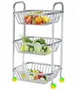 SUNSTAR STAINLESS STEEL PREMIUTM QUALITY 3 SHELVES FRUIT AND VEGETABLE TROLLEY