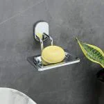 Fortune Wall Mounted 304 Grade Stainless Steel Soap Dish | Soap Case | Soap Holder | Soap Stand for Bathroom, Kitchen Sink | Chrome Finish Bathroom Accessories