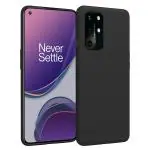LIRAMARK Liquid Silicone Soft Back Cover Case for OnePlus 8T / 9R (Black)