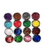 WorldWesties Nail Art Glitters 3d Nail Art Set of 16 Glitter, Assorted Chunky Festival Glitter For Face Hair Body, Glitter for Resin, Slime Making, Art and Craft Decoration Pack of 16