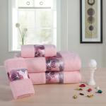 Rangoli Victoria Peach Cotton Bath Towel and Hand Towel (Set of 4)