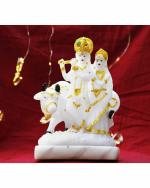 Miss Peach - White Handcrafted Radha Krishna With Cow Statue For Home Decor , Diwali Gift, Best Gift for Diwali Decor, Diwali Decoration
