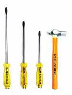 PERFECT TECH Striking Screw Driver & Hammer Cross Peen Combo | 6,8,10 Inch Striking Screwdriver | Cross Peen 200 gram With Wooden HAndle | hand tools kit Warning- Not for electrical Use
