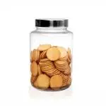 Pure Source India Glass Jar for Spices, Dry Fruits, Snacks, Pickle and Cookies Storage (Round- Transparent) (2L)