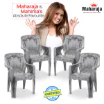 MAHARAJA Safari 111 Home, Office & Restaurant Plastic Outdoor Chair  (Silver, Set of 4, Pre-assembled)