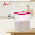 JAVA Kitchen Storage Modular Container with Anti-Microbial Lid Square BPA Free - 5.5 L Plastic Grocery Container (Red)