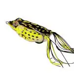 Ezzy Artificial Soft Bait Frog Fishing Lure Dark Yellow Color Realistic Frog Bait 10 cm Soft Swimbait Floating Bait with Hooks for Freshwater Saltwater