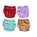 Ineffable Multicolor Baby Premium Cotton Nappies Washable Reusable (3 M+ ) Set of 4