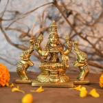 CraftVatika Gold Brass Lakshmi Statue 12.7 x 10.16 cm
