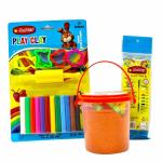 Rabbit Magic Flow Sand Bucket 500 g, Play Clay Blister Card 12 Color, 6 Tempera Colors 6 Multicolor