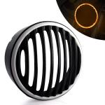 AllExtreme 7 Inch PVC Headlight Grill Cover Bike with DRL LED Light for Motorcycle (Yellow)