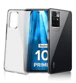 Golden Sand for Xiaomi Redmi 10 Prime Case - Ice Crystal Hybrid Scratch-Resistant, Yellow Resistant Coating, Shockproof Back Cover, Transparent PC Military Grade TPU, Black Clear