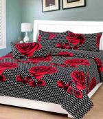 MB Mr. Badoli Black Cotton Double Printed Flat Bedsheets (222 x 222 cm) SHP-3D-258