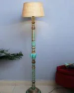 CYPRESS Antique Wooden Floor Lamp Floor Lamps Night Lamp Shade Side Lamps Light Decoration for Home, Living Room, Bedroom Bedside, Mandir, Hall, Decoration Items for Home Decor (Beige)