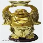 TRACES Poly Resin Feng Shui Laughing Buddha with Money Ingot in Hands Up Posture Showpiece | Good Luck Showpiece | Size : 12*4*6cm