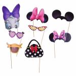 PMW - Minnie Mouse Theme Photo Props - Birthday Party Supplies - for Kids - Set of 8
