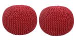 Home Streak Red Round Ottoman Bean Filled Stool for Foot Rest 20 Dia x 14 High (Pack Of 2)