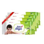 Little Angel Daily Care Super Soft Wipes,Aloevera&VitaminE,Non Lid,Pack of 4,72 count/pack (288 Wipes)
