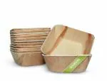 KOOKOON 100 Pcs Square Disposable Palm Leaf Bowls - Medium 5 inch (12cm), Soup, Salad, Dip Bowls, Eco Friendly, 100% Natural, Party and Wedding, Like Rustic Wooden Bowls