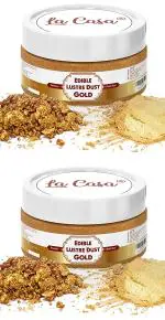 La Casa Edible Lustre Dust - Sparkling Gold 9 Gm (Pack Of 2)