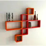 TFS Cube Shape Floating Wall Mounted Shelf MDF (Medium Density Fiber) Wall Shelf (Number of Shelves - 6, Red, Orange)