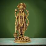 ARTVARKO Handmade Solid Brass Lord Vishnu Idol - 7 inch