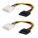 AdzMozi New 4 Pin Molex to SATA Power Cable Adapter - Pack of 2
