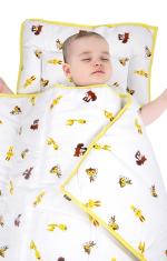 Wonder Wee Yellow Colour Soft & Smooth MulMul Fabric (100% Cotton) Quilt & Pillow Set (0 - 48 Months) Pack of 1