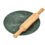 KAVISHRAJ Granite Chakla with Wooden Belan Set Perfect for Roti, Chapati, and Paratha