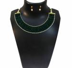 JAYA VISION ENTERPRISES Green Crystal beaded with Pearl Beautiful Choker-tg75