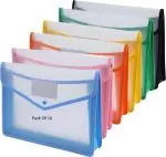 Shining Zon Envelope Folder Transparent Poly-Plastic A4 Fs Legal Documents File Storage Bag with Snap Button Set of 16/Certificate File Holder/Document Folder for Certificates