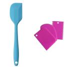 Lieveeb Multicolor Plastic Spatulas And Dough Bench Scraper 20.5 Cm 3 Pc Pack Of 2