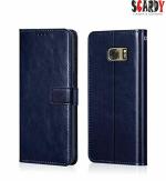 SCARDY SAMSUNG S6 EDGE BACK COVER / LEATHER FLIP COVER / BLUE COLOR