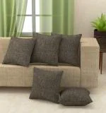 Yellow Weaves Jute Texture Cushion Covers, 24 X 24 Inches, Brown, Set of 5