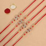 Alampata Multicolor Combo of 4 Stone Rakhi Set for Men with Roli Chawal Rakhi for Brother