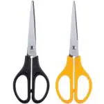 Deli E0603 Scissors, 170 mm, Steel Scissors, Black & Yellow Body, Plastic Grip, Pack of 3