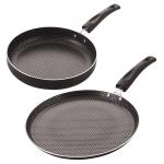 Nirlon Polka Dot Aluminium Non-Stick Flat Tawa (26 cm) & Frying Pan (24 cm) Combo Set