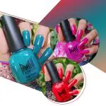 MI Fashion Extreme High Gloss Nail Polish Lacquer Pro Stay Formula The Big 15ml Bottle, Deep Aqua, Royal Fuchsia, Rosso Corsa Venetian Red, 1.5 fl oz