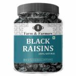 Farm & Farmers 100% Natural Black Raisins | Rich in Carbohydrates and Protein | Healthy & Nutritious Kali Kishmish (500 gm)